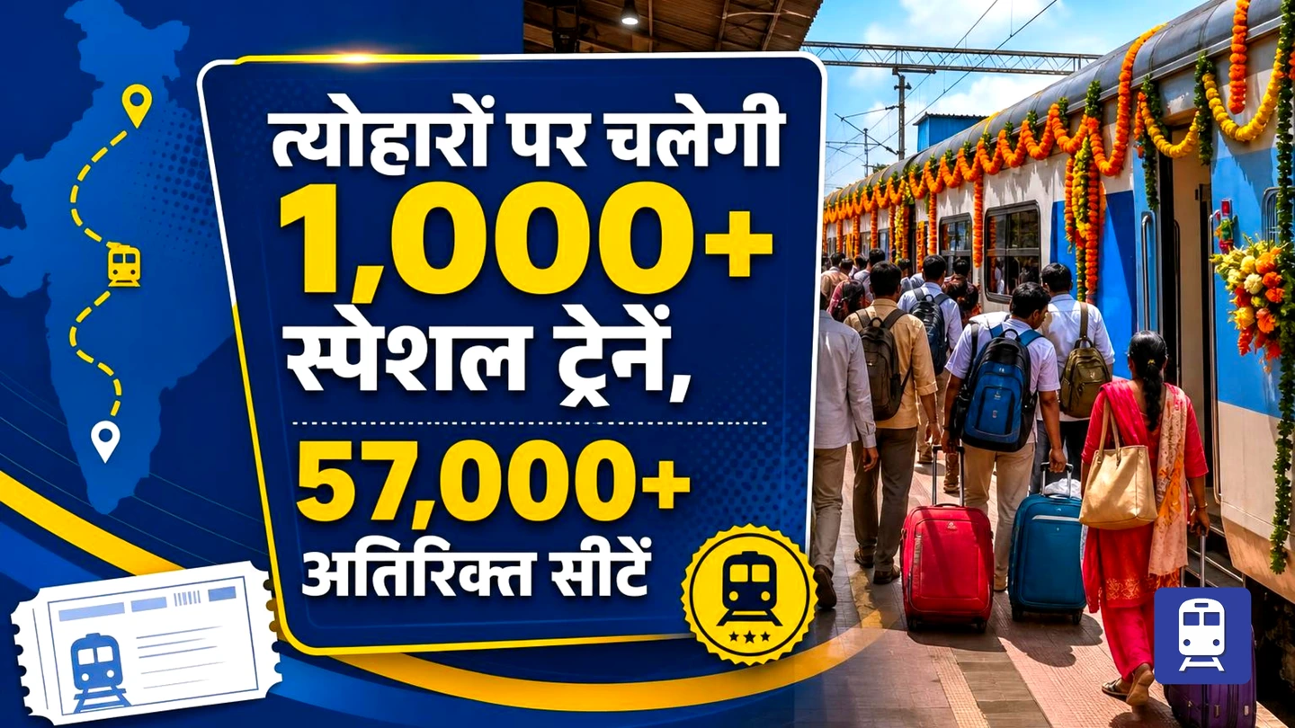 Durga Puja, Diwali, Chhath के लिए Indian Railways का महाप्लान: 1,000+ Special Train Trips, 57,000+ Extra Berths!